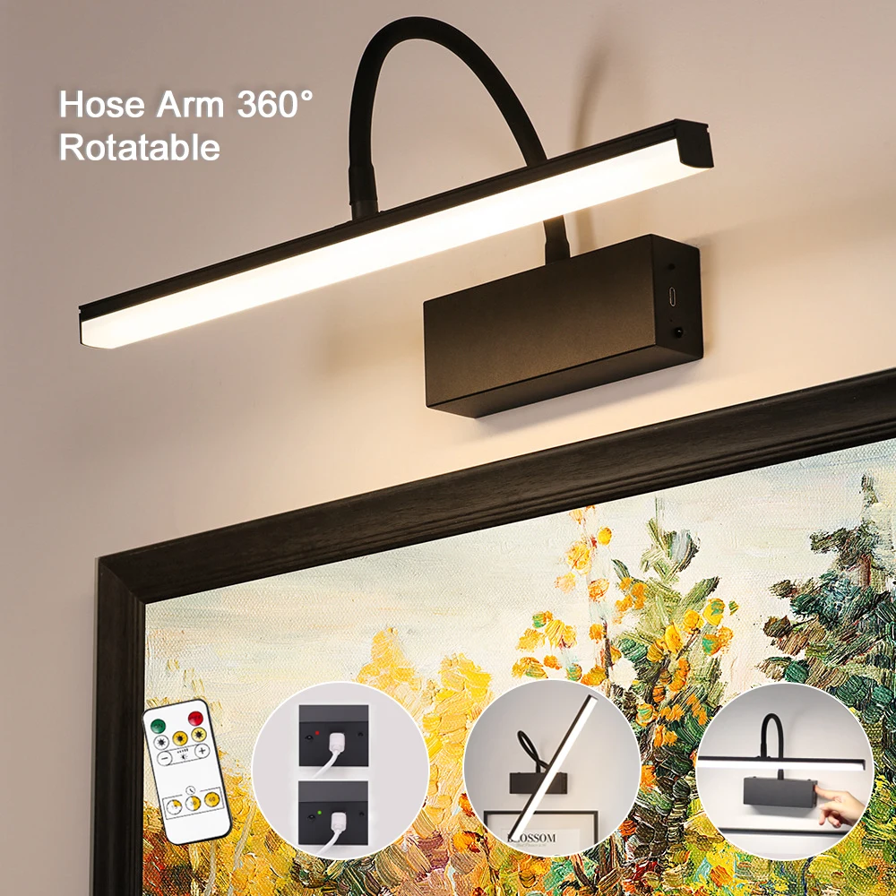 

USB Rechargeable Wall Lamp Adjustable Lamps 40 cm For Living Room Bedroom Hallway Backwall Wiring Free LED Lighting Fixtures
