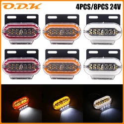 4/8pcs 24V Flash LED Side Marker Signal Light 3 Modes External Warning Signal Indicator Clearance Lamp Truck Trailer Lorry Bus