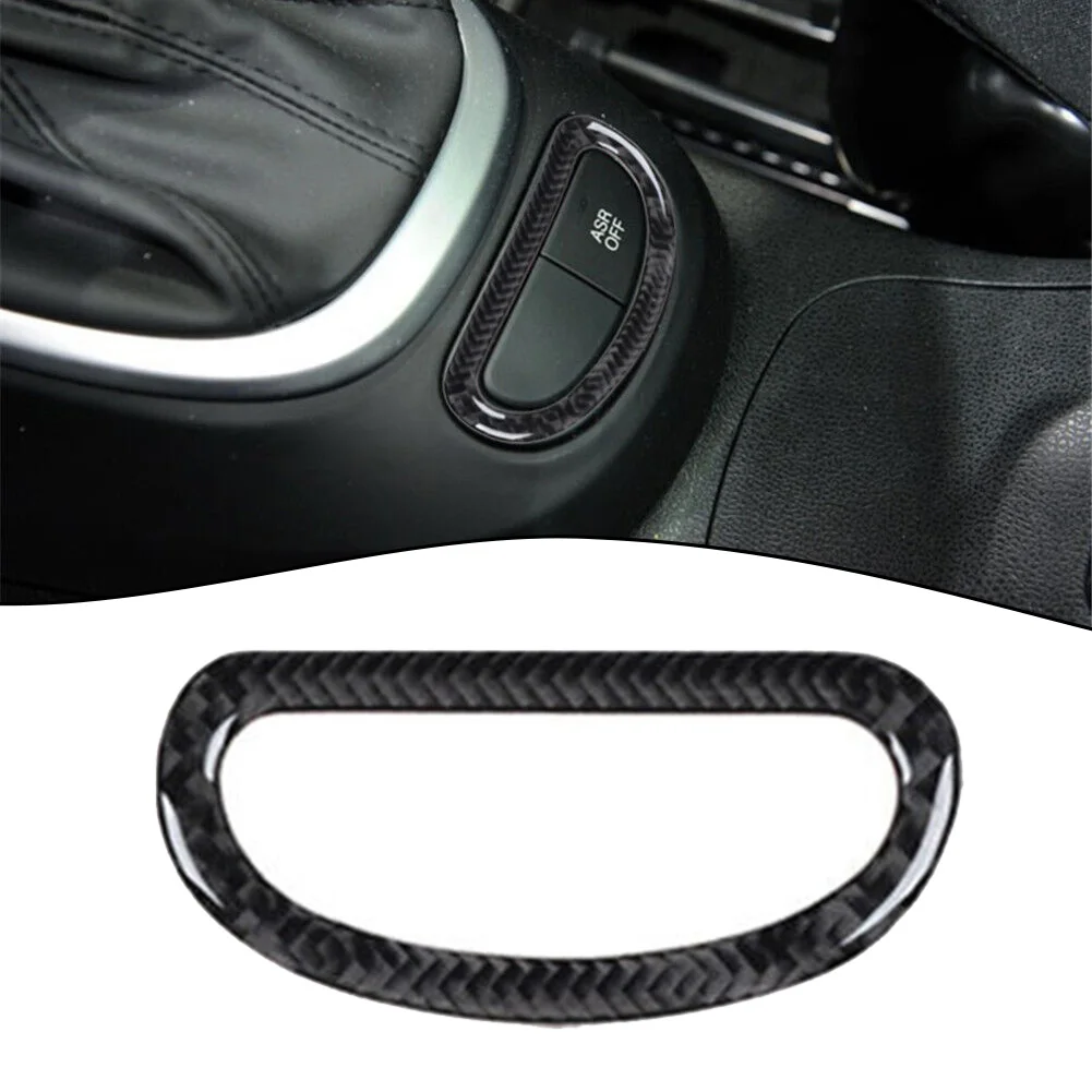 フィアット 500L 2014 2017 カーボンファイバーフロアコンソールスイッチボタンパネルカバートリムスタイリッシュなインテリアアップグレード用