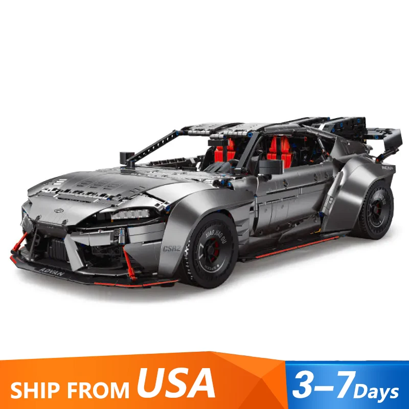 

MOC 1:8 Technical Bull Demon King Sportscar Building Blocks Set Electroplated Silver Ash Racing Vehicle Model Toys Adult Gift