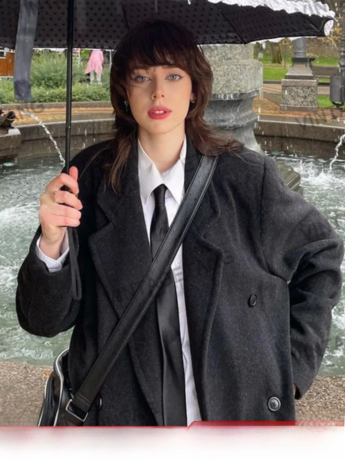 

Винтажное зимнее шерстяное пальто средней длины VintageTang для женщин, повседневное, простое, с длинными рукавами