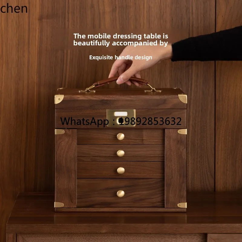 ii  black walnut jewelry box fingerprint lock jewelry storage solid wood jewelry box