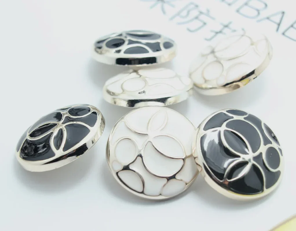 10PCS 18-30mm Plastic Button High-grade Coat Sweater Fashion Button Black White Buttons for Crafts Flatback Embellishments