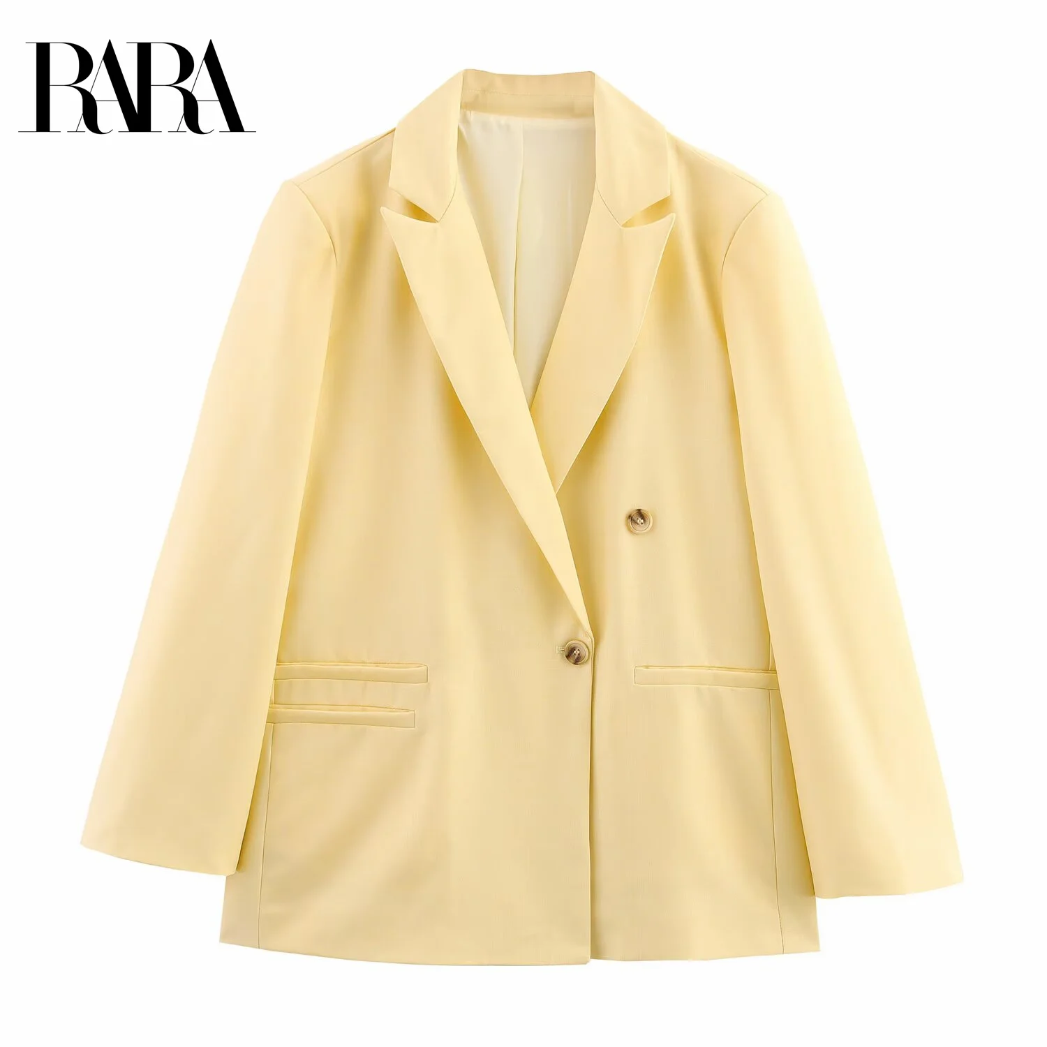 

RARA2025 летний новый женский повседневный модный простой свободный костюм с воротником и длинными рукавами