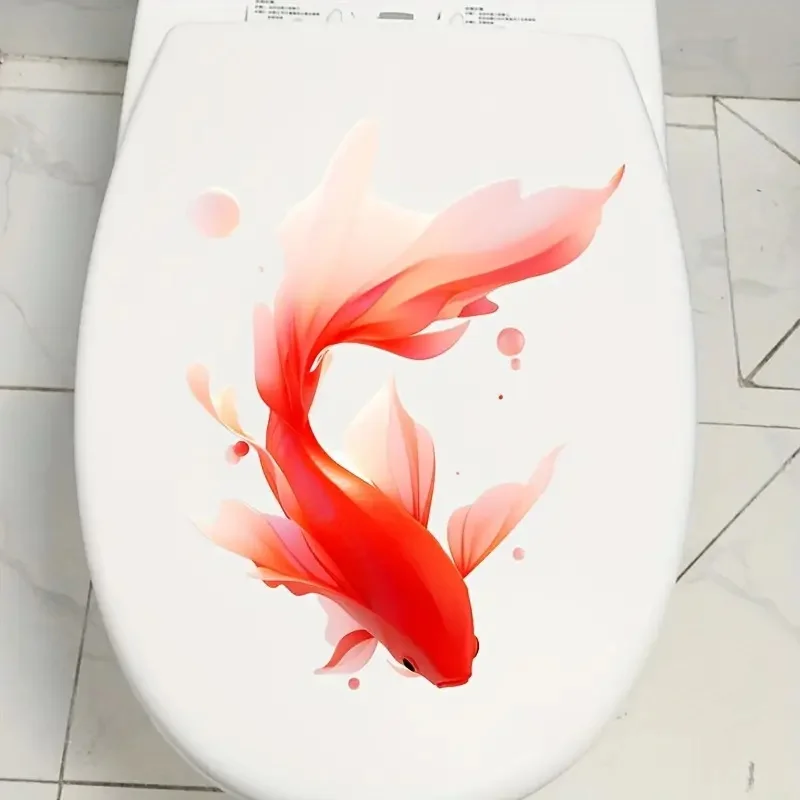 Waterproof Toilet Bathroom Decoration Stickers Lucky Red Koi Wall Decoration Decal Creative Bathroom Waterproof Toilet Stickers