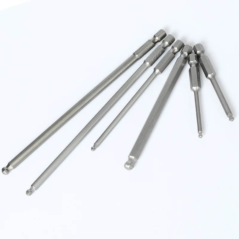 8pcs Ball End Hex Screwdriver Bits Set Metric Allen Hex Bit 150mm Long Magnetic Ball Head Driver Bit H2 H2.5 H3 H4 H5 H6 H8 H10