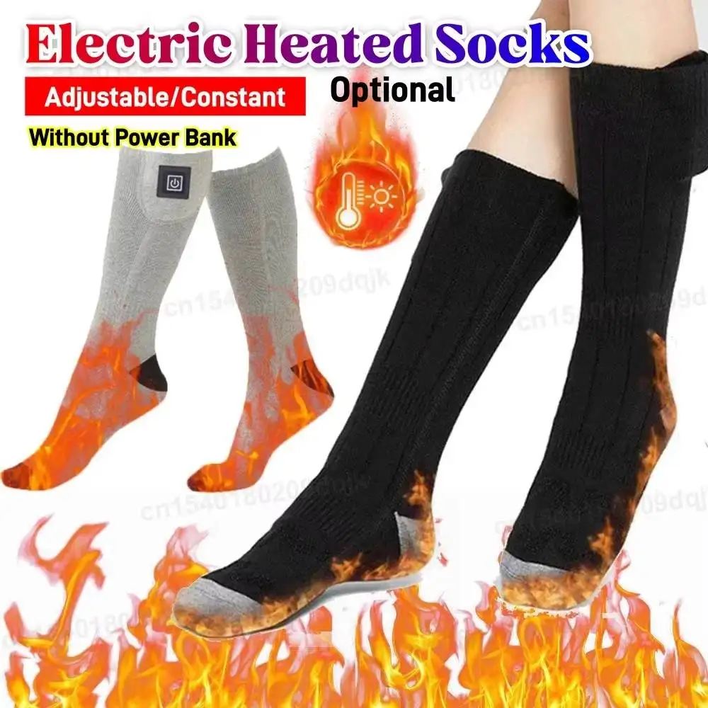 

Electric Heated Socks Winter Heating Socks Anti-Cold Skiing Socks Outdoor Sports Camping Snowboarding Foot Warmer(No Power Bank)