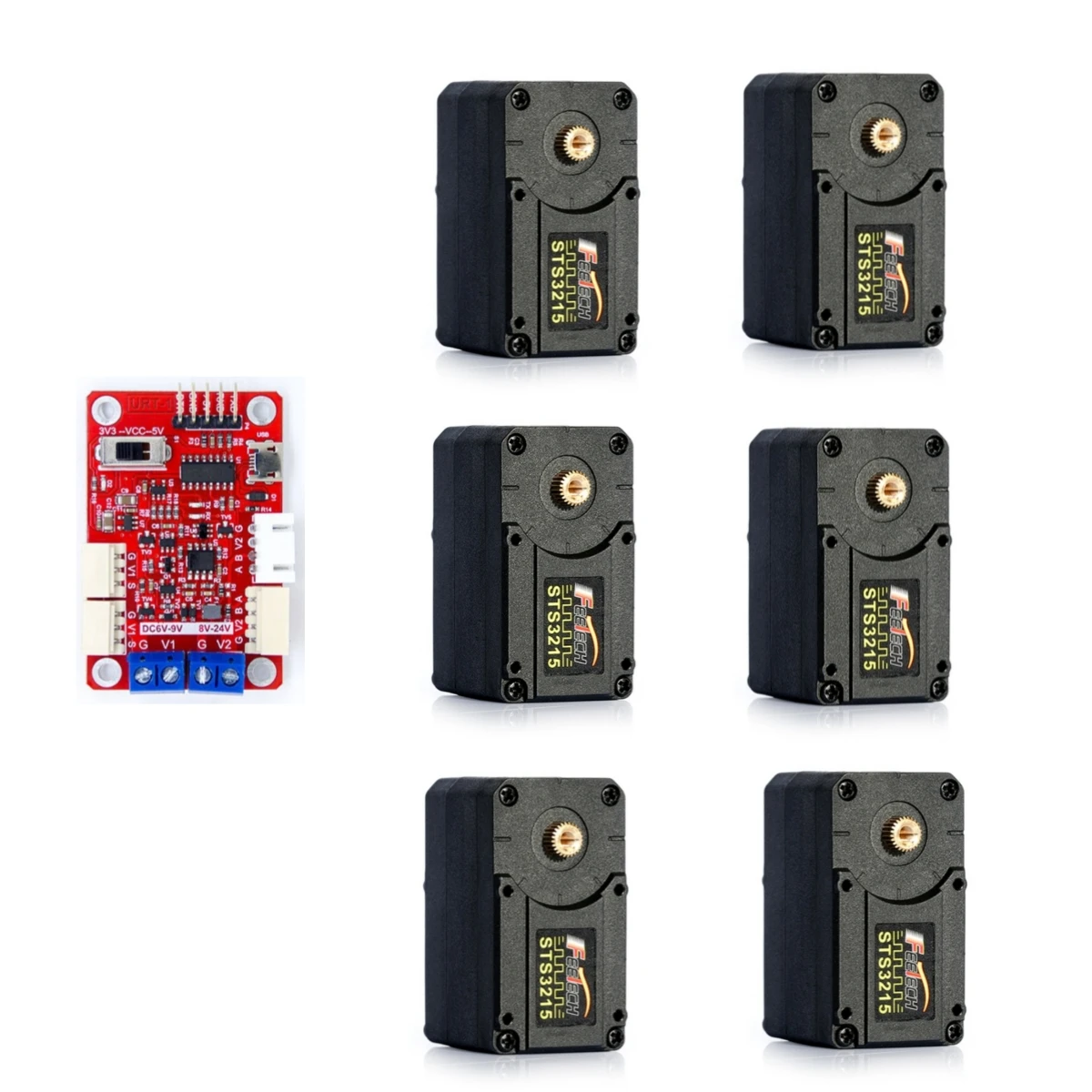 6pcs Feetech STS3215 20KG 7.4V Dual axis TTL String Servo for SO-ARM100 Robotic Arm for Programming robot