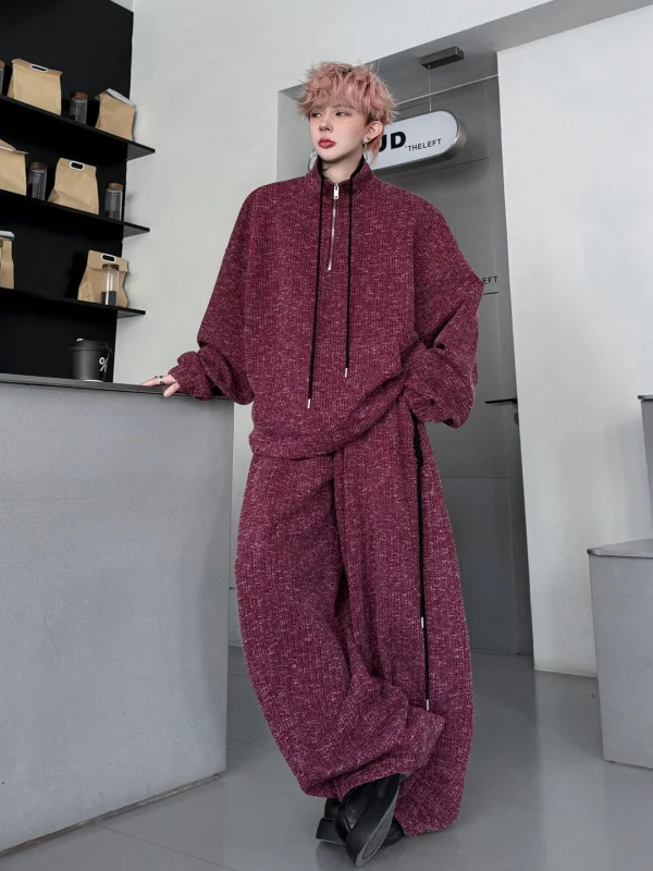 

Мужской повседневный спортивный костюм (худи и брюки) весна 2026 с контрастными полосами, модный комплект из двух предметов