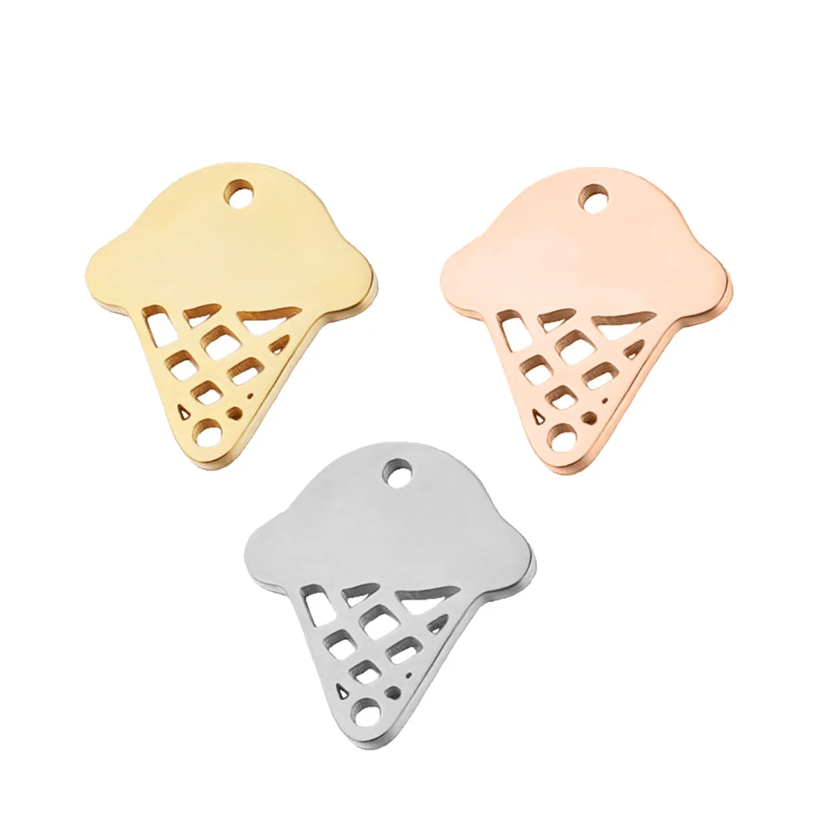 

10Pcs 3 Colors Stainless Steel Popsicle Ice Cream Cone Charm Pendant For DIY Jewelry Making Earring Bracelet Necklace Accessorie