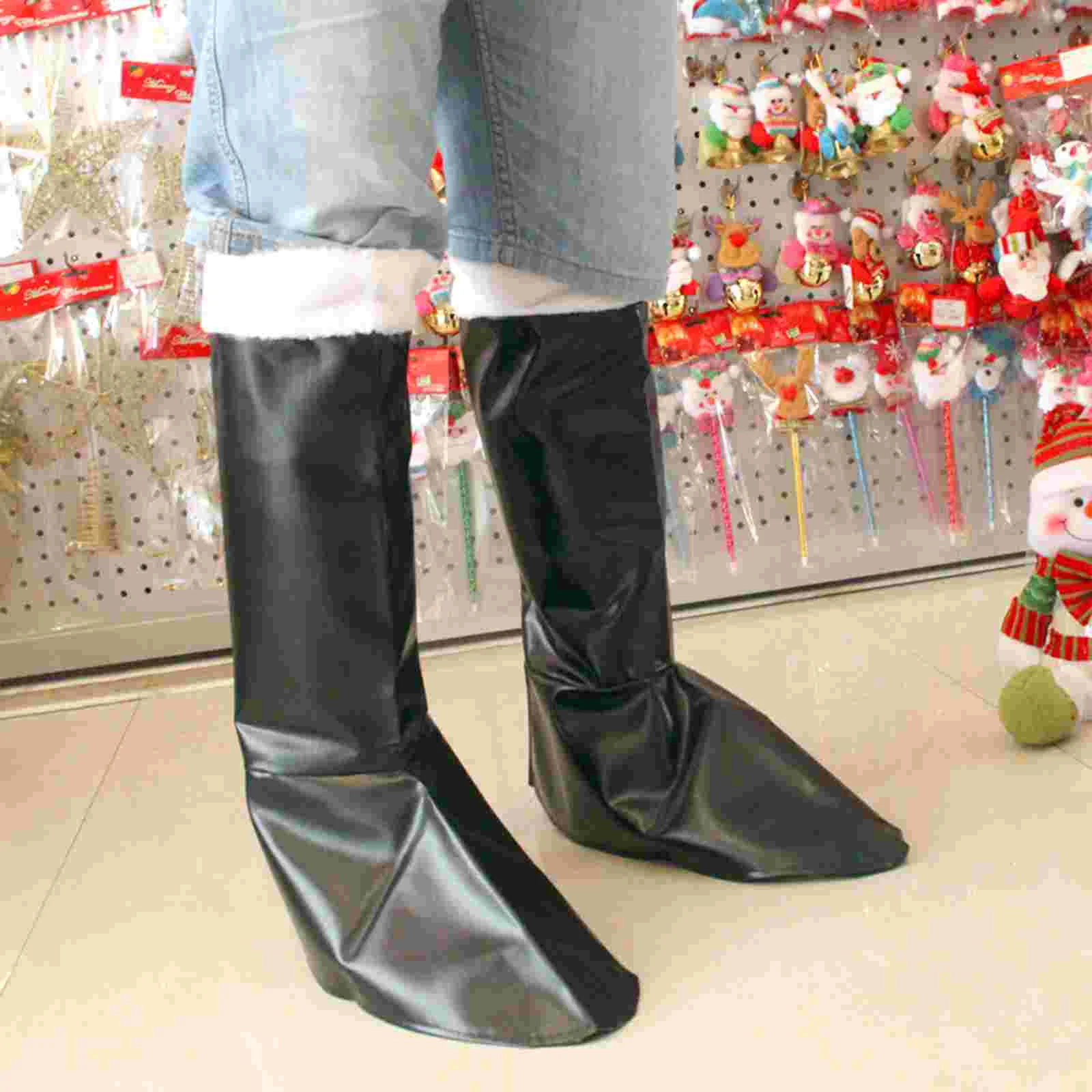 

Premium Santa Claus Boot Cover Christmas Decoration Shoes Festive Costume Supplies Hollow Bottom Prop for Party Favors