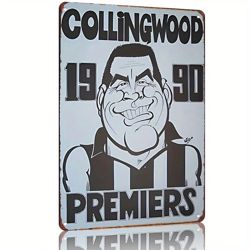 Collingwood 1990 Premiers Metal Sign - Vintage AFL Football Championship Plaque,  Iron Wall Decor for Man Cave, Bar, Cafe, Gara