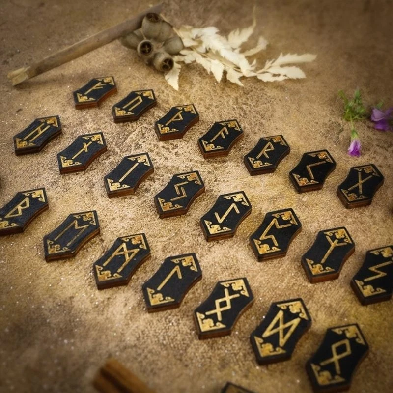 Witch Engraved Symbol for Personal Use and Gifting 24Pcs Cards 1pc Blank 1pc Storage Case