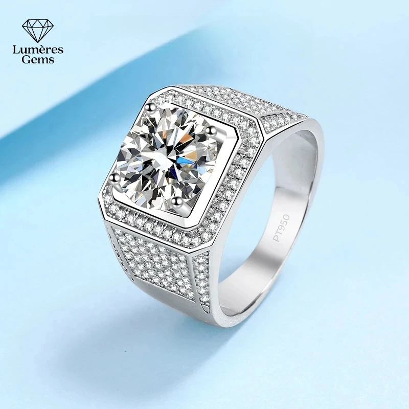 

New Style Platinum PT950 Men Ring Moissanite Diamond Credentials GRA 2/5Carat VVS1 D Color Sparkling Luxury For Boyfriend Lover