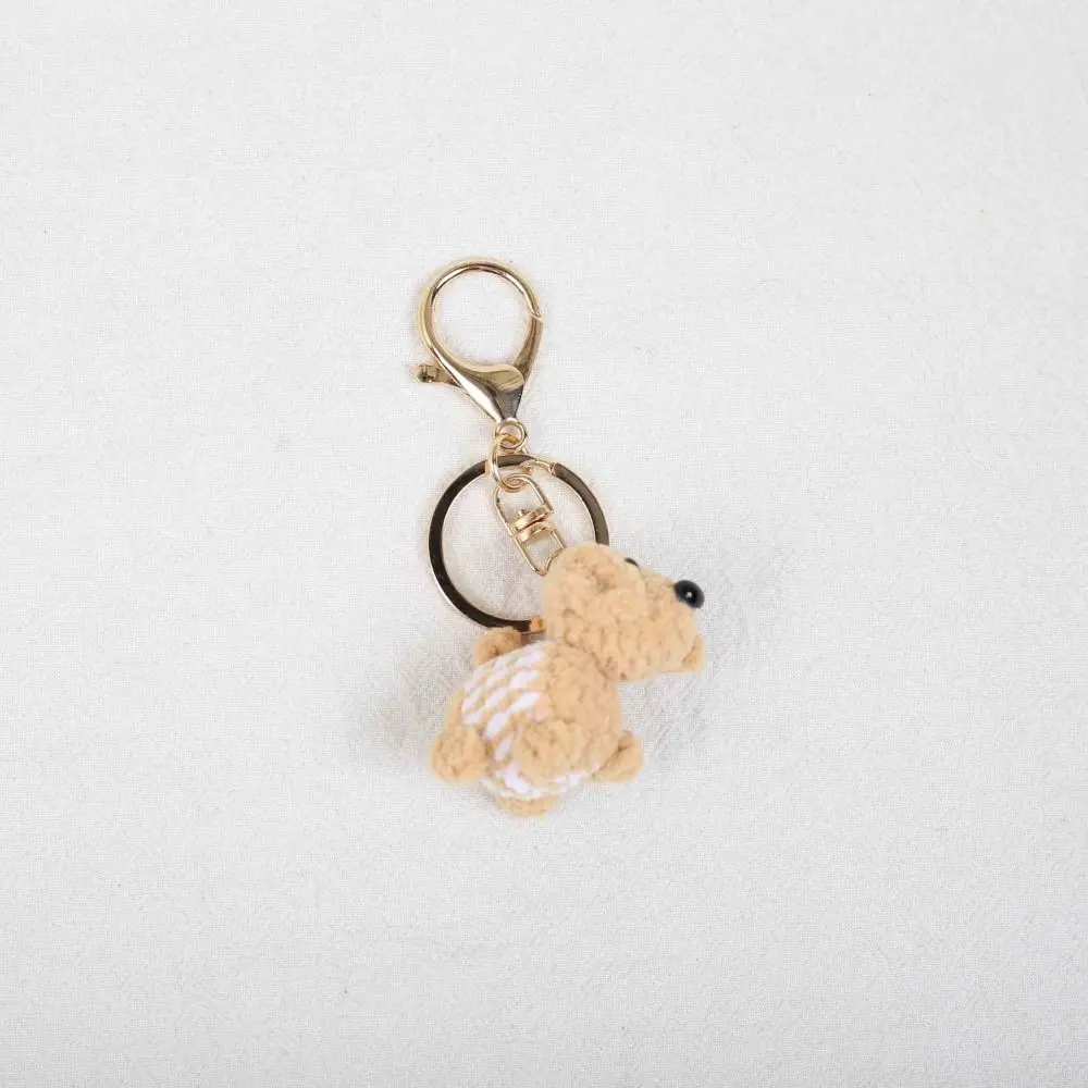 Fashion Handmade Crochet Keychain Knitted Mini Dachshund Dog Keychain Cute Animal Knitting Keyrings Backpack