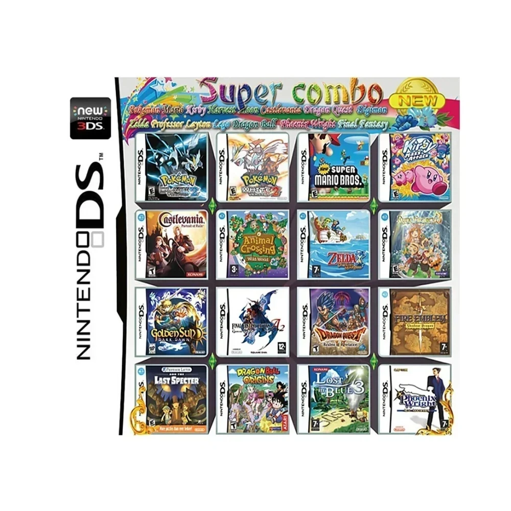 4300/520/500/486/482 in 1 DS-Spielkassette Super Combo DS-Spielkarte Englische Version für DS Lite DSi 2DS 3DS SCHWARZ-WEIß 2 – Detail 10