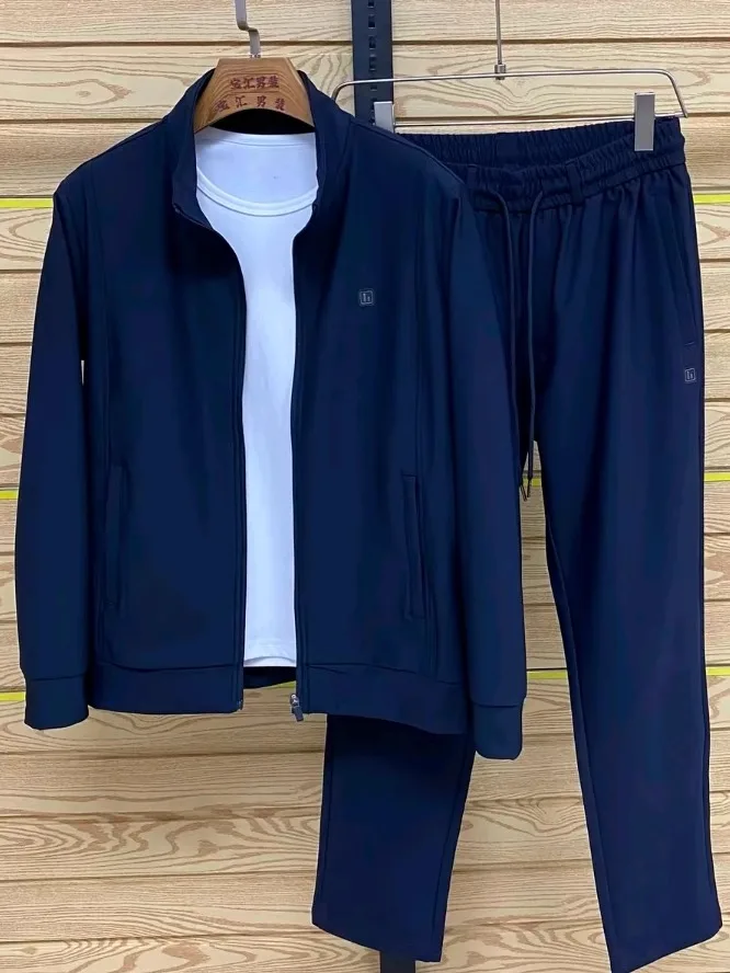 

New Men's Spring Autumn Casual Sports Two-Piece Set High Quali Faionable Stand Collar Leisure Sensation Youth Long Sve