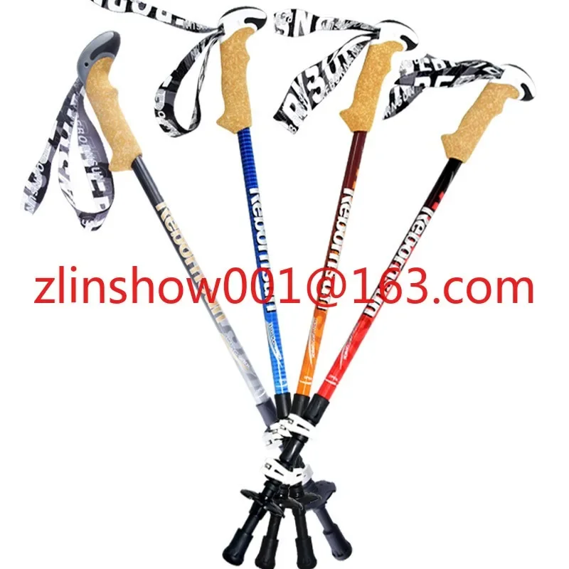 Night Front Mountaineering Staff Carbon Outer Lock Telescopic Cane Outdoor Three-section Hiking Cane