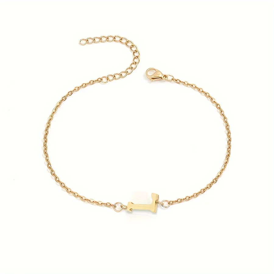 1 Stück Buchstabenform Perlen dünnes Kettenarmband, einfache minimalistische Handkette Unisex Schmuck Dekoration
