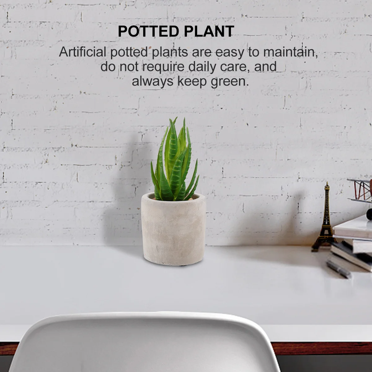 

2Pcs Imitated Green Plant Decorative Bonsai Handy Longtime Use Living Room Bedroom Office Decoration Potted Plant