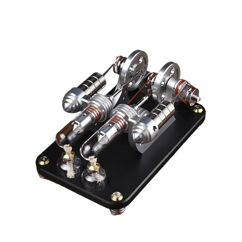 

Physical Balance Aluminum Alloy Cylinder M14-22-D Double Cylinder Engine External Combustion Engine Model Toy