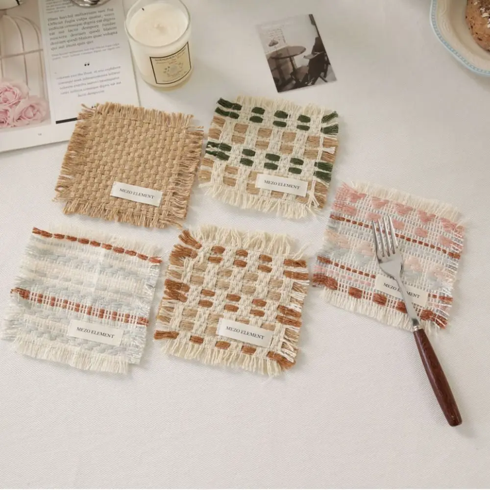 

New Ins Style Tassel Insulated Coaster Handmade Non-slip Cup Mat Reusable Heat-Resistant Table Mat Home Decoration