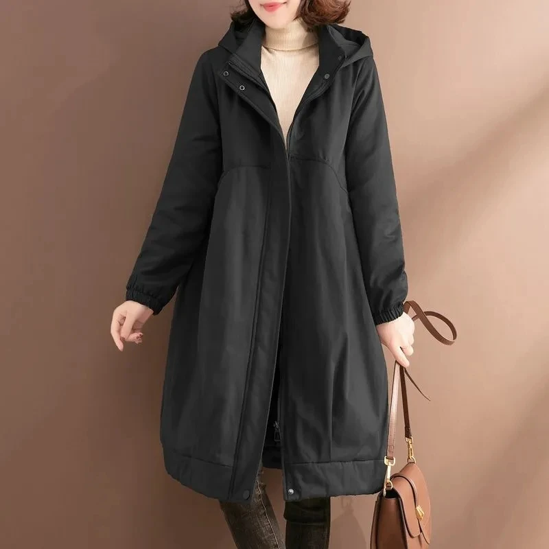

Oversized Plush Thick Parker Winter 2025 New Fashion Women's Loose Cotton Hooded Coats Female Casual Long Windbreaker Overcoat