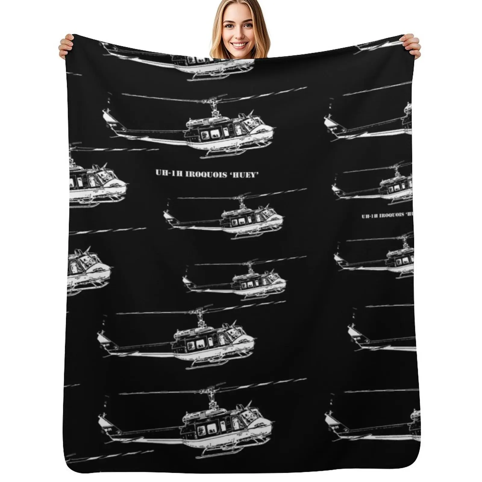 

UH-1H Huey Helicopter Throw Blanket Shaggy for winter Hairys Flannels Blankets