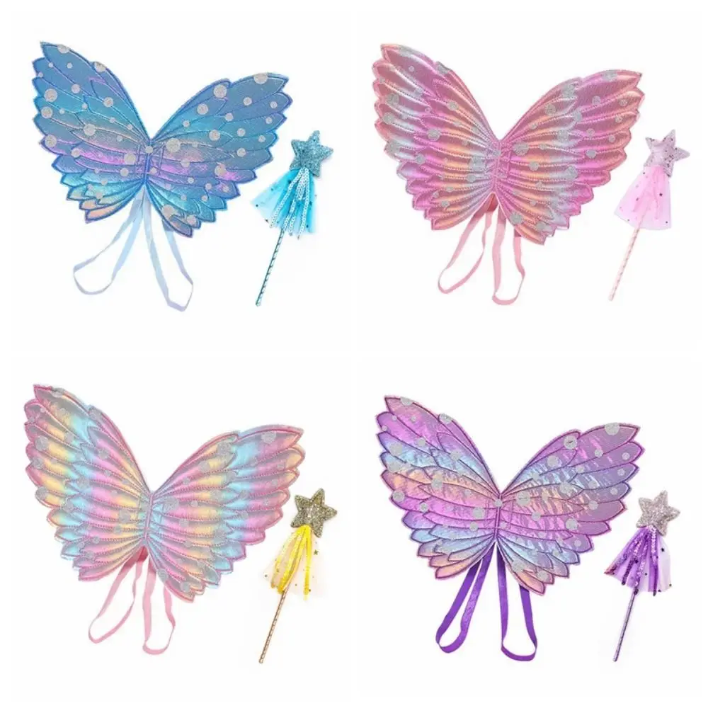 

Polyester Children Magic Wand Dress Up Prop Kids Accessories Colorful Butterfly Wings Fairy Princess Angel Wings Masquerade