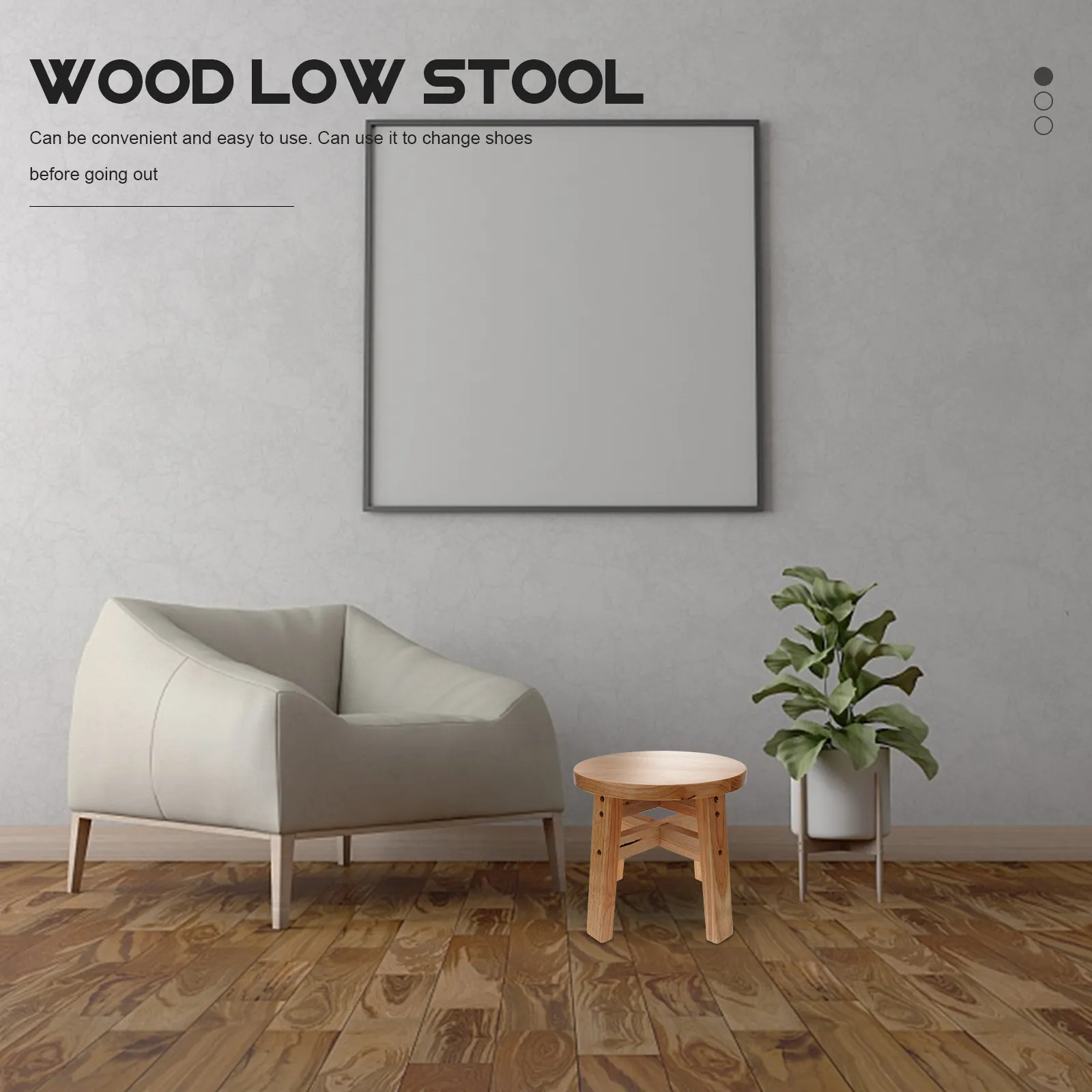 1Pcs Premium Wood Low Stool Round Solid Wood Small Footstool for Toilet Bathroom Home Use Anti Slip Stable Strong Bearing