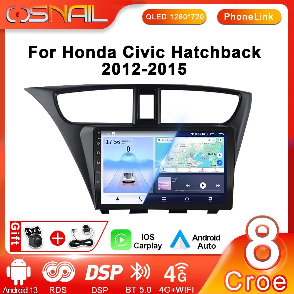 

2 Din Android Auto Car Radio For Honda CIVIC Hatchback 2012 - 2017 Multimedia Video Player Navigation GPS CarPlay Stereo DSP BT