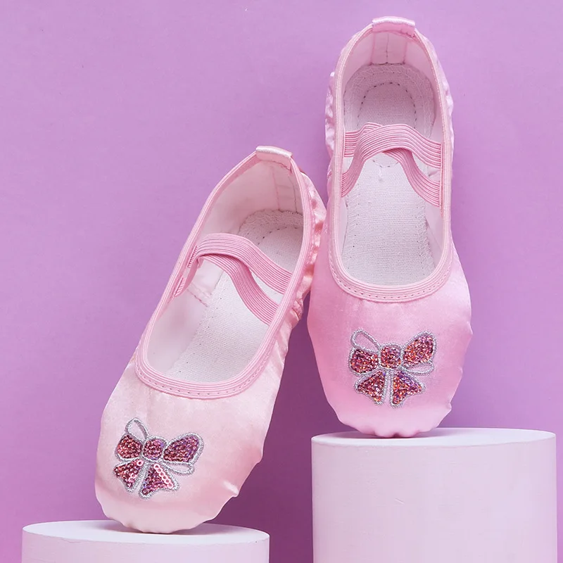 Chaussures de brevà Semelle Souple pour Enfant et Adulte, Ballerines Brodées à Paillettes, Griffe de Chat, Yoga