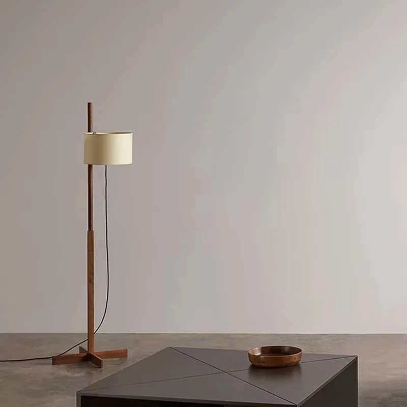 Walnut Floor Lamp Retro Living Room Bedroom Study Adjustable Solid Wood Lamp Room Decoration Bedside Lamp Desk Lamp LED Light