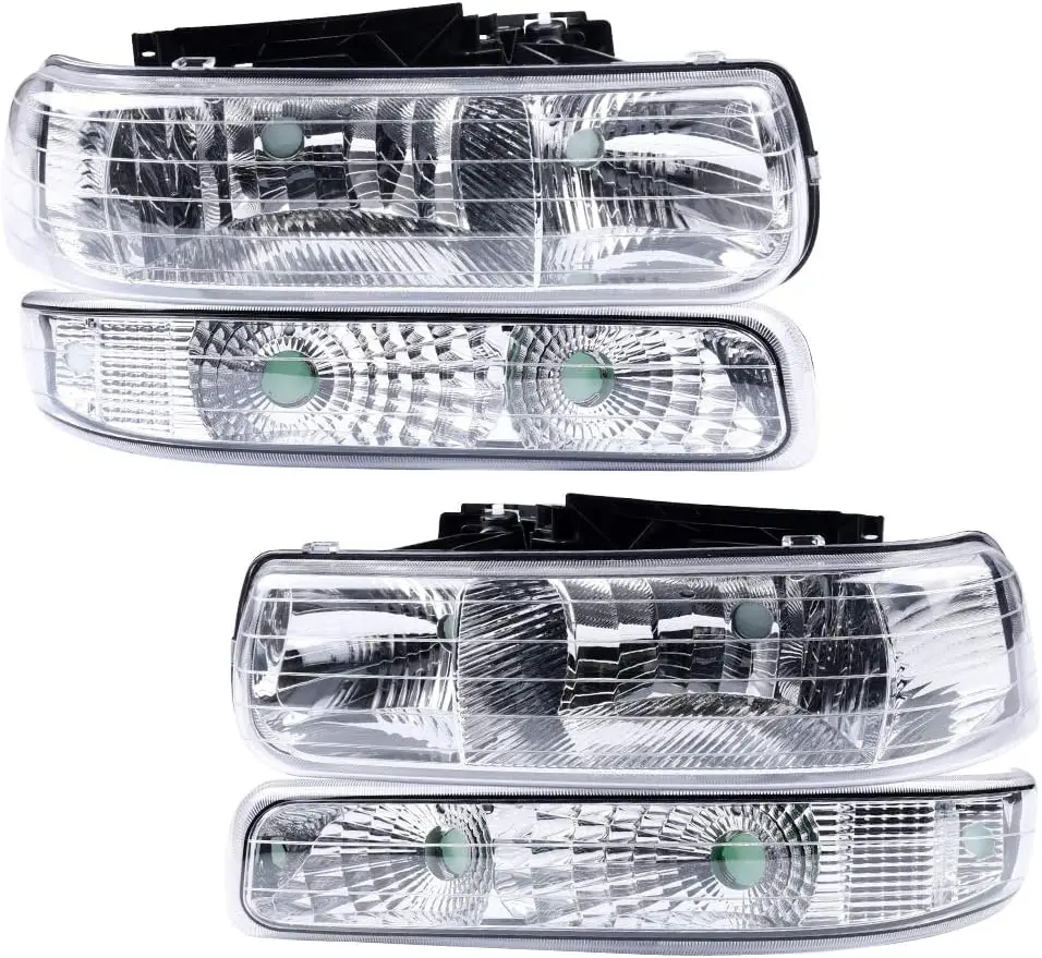 

Headlight Turn Signal Lamp Fit Chevy Silverado 1500/2500 99-02 / Suburban 1500/2500/Tahoe 00-06（Clear lens Chrome Housing Clear