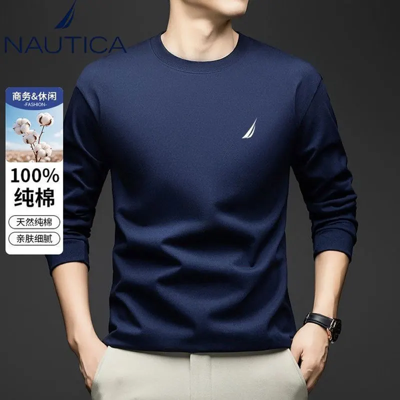 2026Brand NAUTICA Summer New Short-Sleeved T-Shirt Men's Fashion Casual Round-Neck Loose Top Half-Sleeved T-Shirt