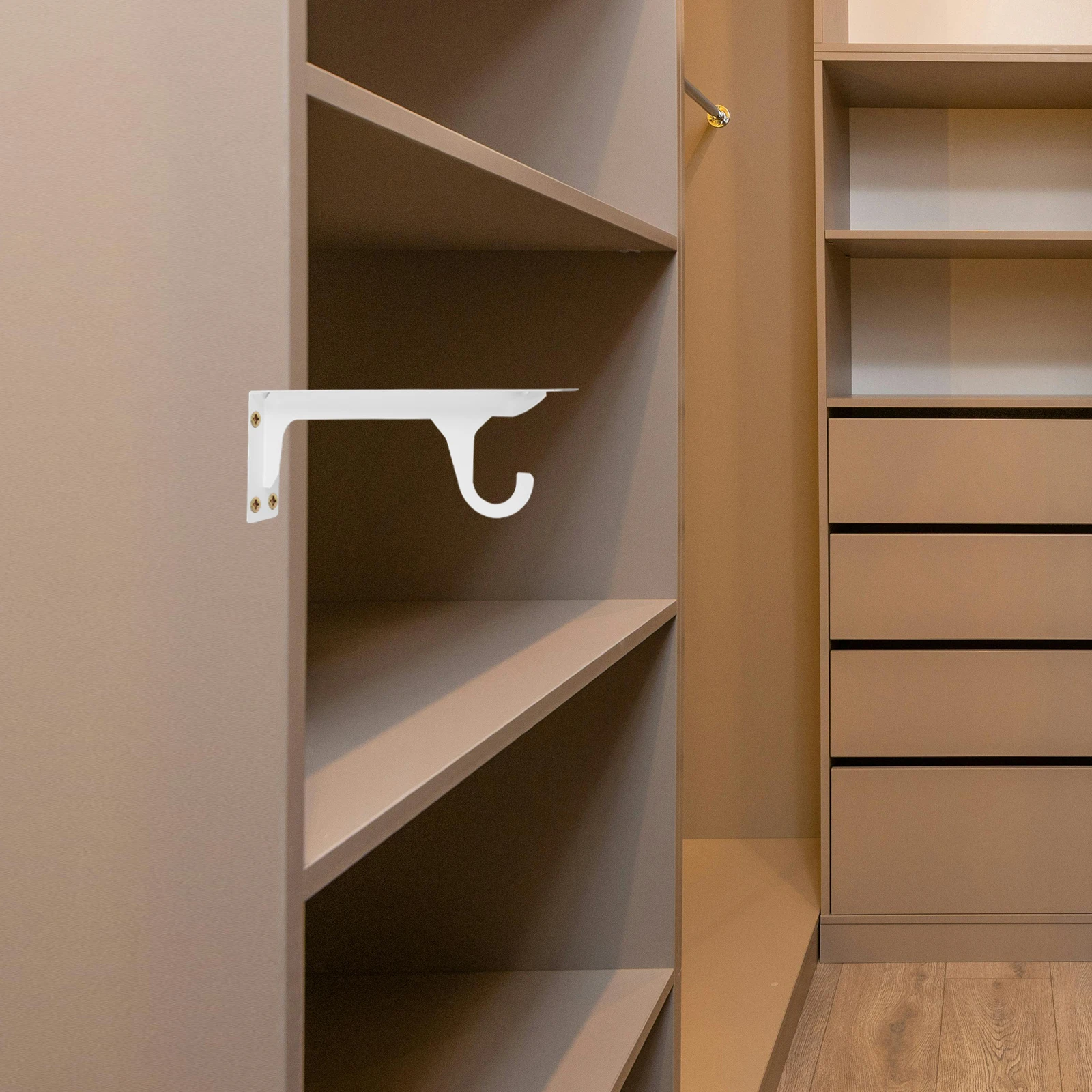 

2pcs Wall Mounted Closet Rod Brackets Heavy Duty Wardrobe Rail Holder Space Saving Heavy Load Capacity Easy Install 12In Wall