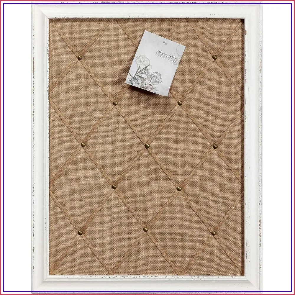 Rustic Linen Bulletin Board 21x27in, Cork Pin Board for Home Office Wall Decor, Large Memo Board with Frame, Farmhouse Message Board