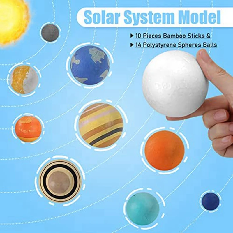 Solar System Project Kit, Planetmodel Crafts 14 Mixed Sized Polystyrene Spheres Balls For School Science Projects