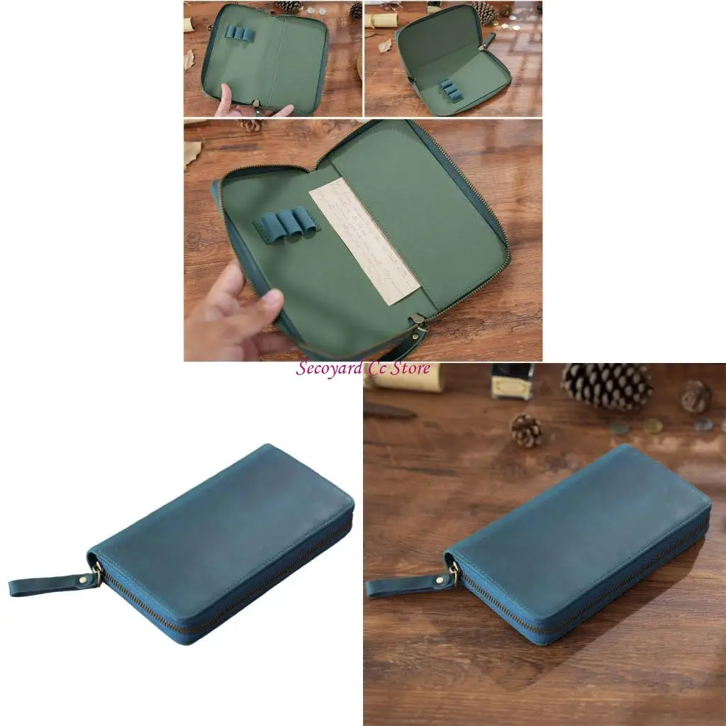 

N3UC Zippered Leather Cover for 7.28x3.54In Pocket Notebook Field Notebook Zippered Leather Notebook Protector with Pen Slot