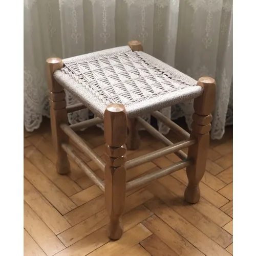 Technical Wood Beech Tree Beige Custom Knitted Stool 35 cm