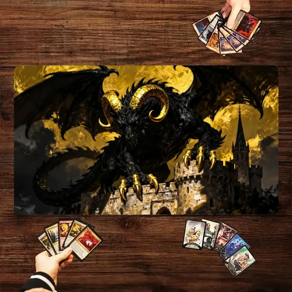 Golden Horn Black Dragon Magic Card Battle Mat TCG Playmat Anti-slip Base 35X60CM gathering gaming mats Board Game Mat for TCG