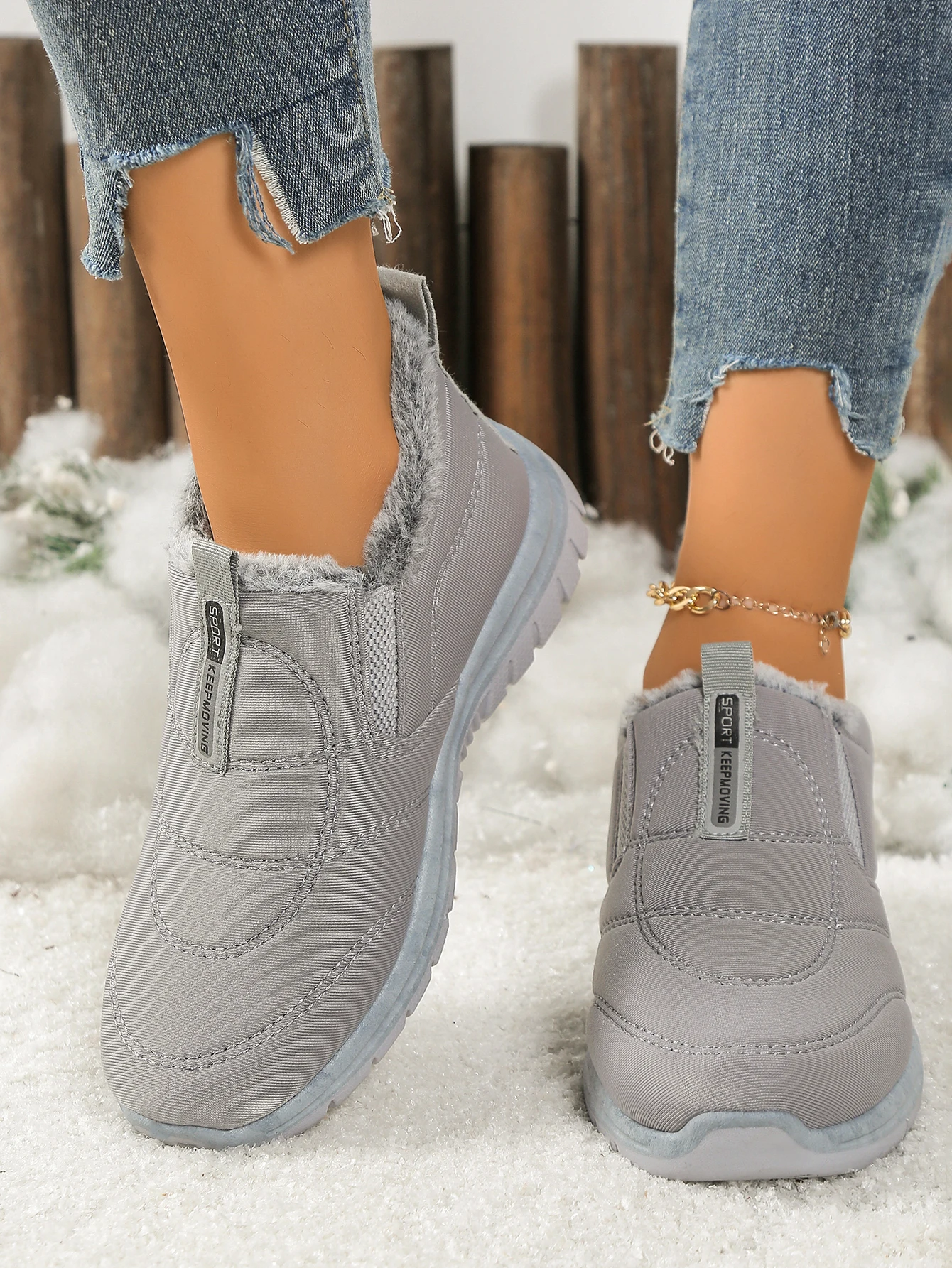Damenstiefel, leichte Damenschuhe, bequeme Damen-Freizeitschuhe mit weicher Sohle und dickem Fleecefutter, Schuhe mit kostenlosem Versand – Detail 13