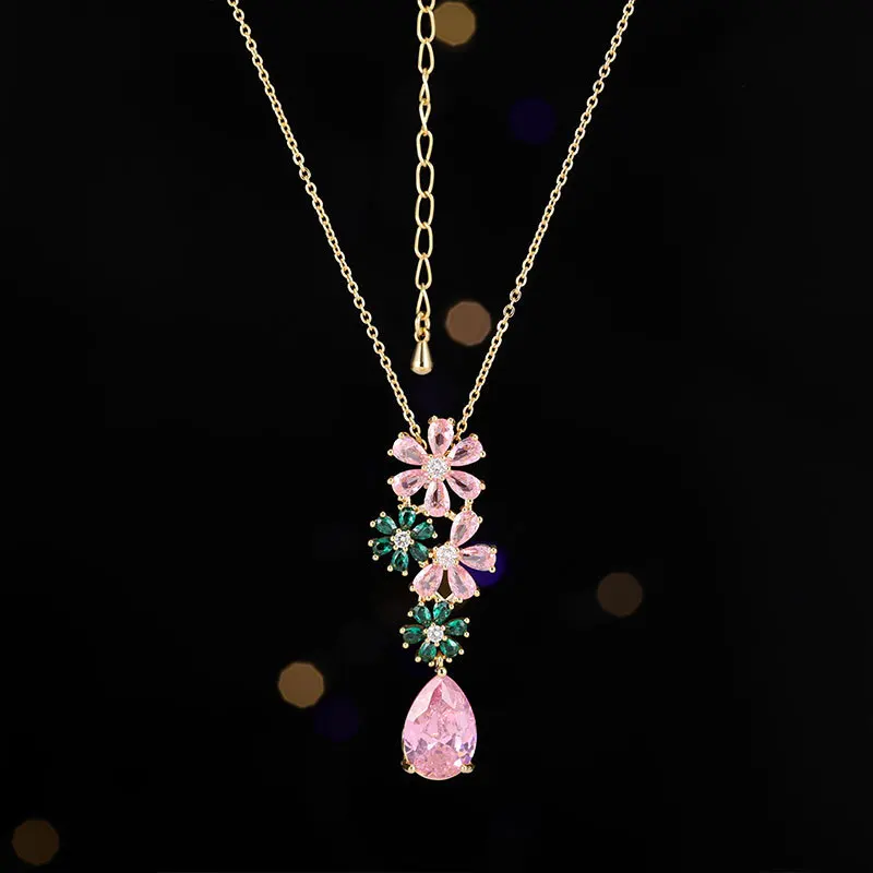 أقراط زهرة ملونة، قلادة على شكل فتاة فريدة من نوعها وجديدة، أقراط، مجموعة أقراط قطرة الماء من الزركون