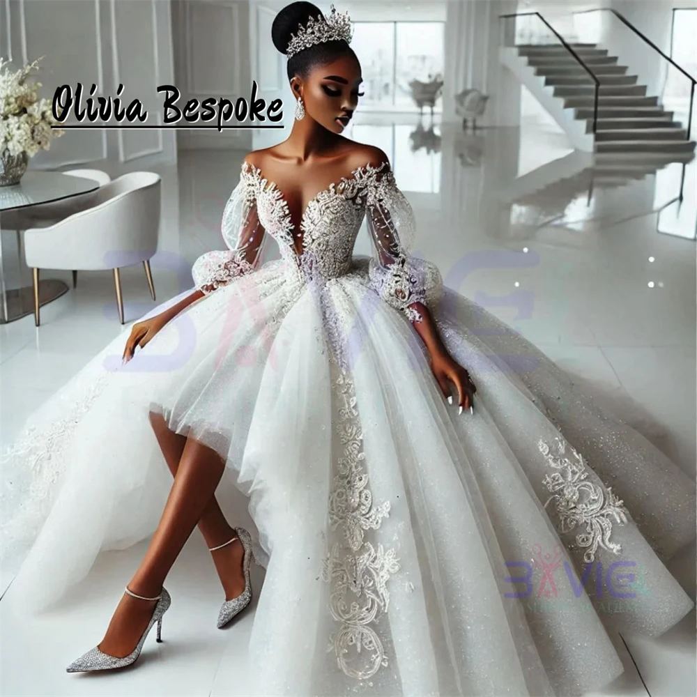 

Puff Long Sleeve Aso Ebi Wedding Dresses Luxury 2025 Beaded Sweetheart African Bridal Gowns vestidos novias boda Customized