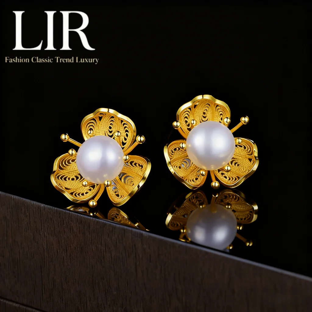 

Серебряные серьги-гвоздики LIR S925: Жемчуг "Цветение персика" филигранный | Любовь и богатство удача + Jewelry Cert