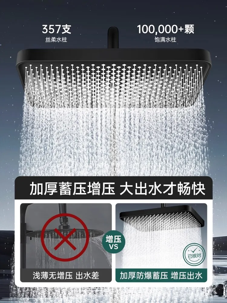 14 Inch High Pressure Rainfall Shower Head Bathroom 360°Adjustable Angle Anti-Clog Silicone Nozzle Water Bathroom Accessorie Set