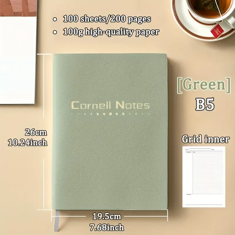 200 Seiten Büro Hocheffizientes Cornell-Notizbuch Notizbücher B5 PU-Ledereinband Notizblock Tagebuch Schulbedarf – Detail 7