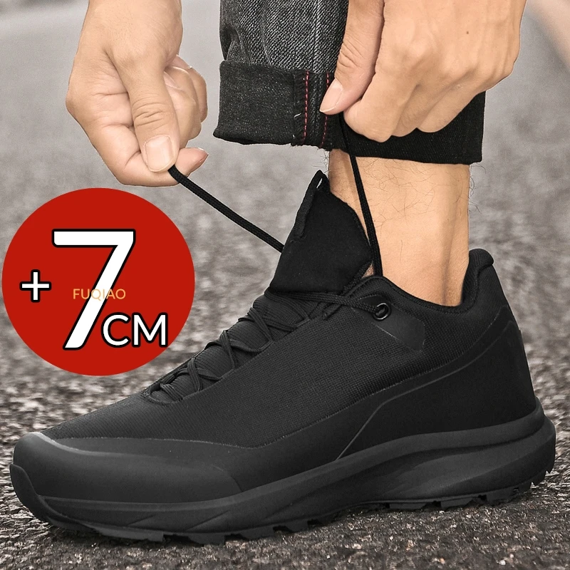 Men Height Increasing Shoes 7cm Inner Elevator Winter Fleece Lined Warm Comfortable Casual Anti Slip Outdoor Shoes Soft Sneakers