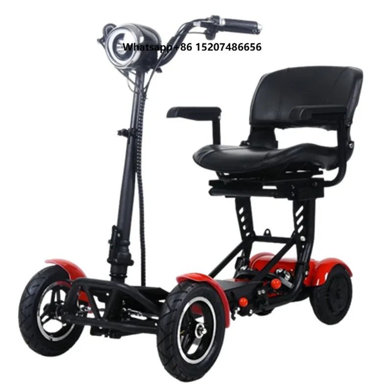 Foldable 10 Inch Four-Wheel Electric Family Trike with Storage Basket, Lightweight Stable Daily Commuting Vehicle