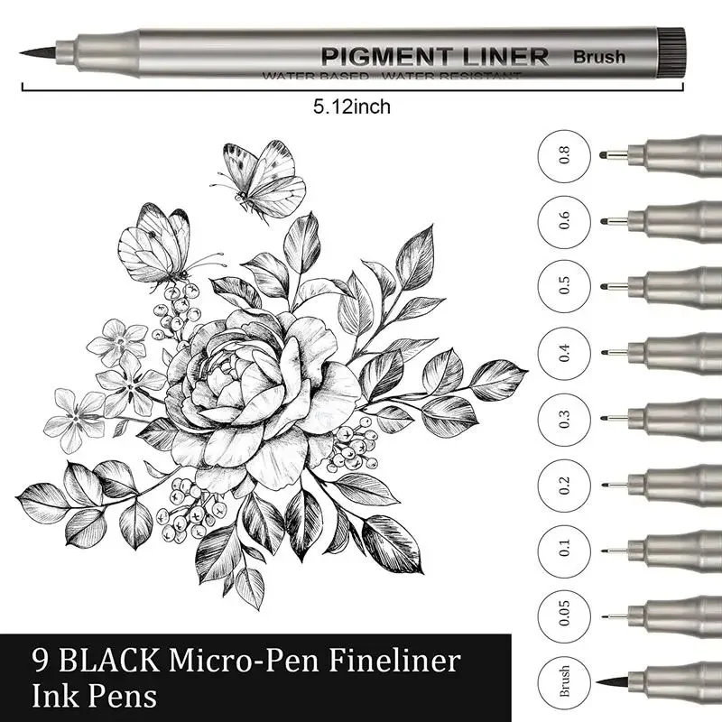 Imagem -04 - Conjunto Profissão Pigmento Forro Micron Tinta Arte Marcador Caneta para Esboço Desenho Quadrinhos Micron Forro Escova Gancho Linha Canetas Suprimentos Peças